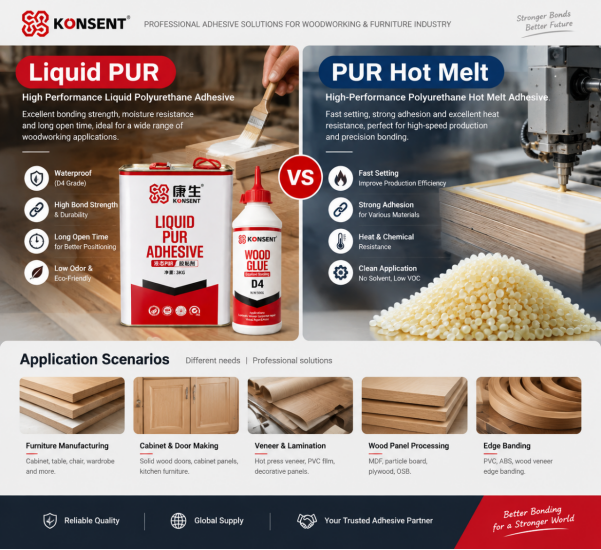 液体 PUR 与 PUR 热熔胶：产线该怎么选 配图（选型对比）
